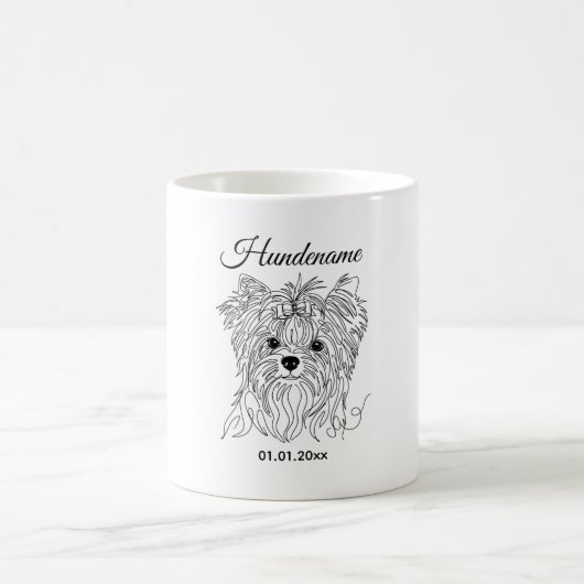 Yorkshire Terrier one line art customizable dog Kaffeetasse (Mittel)