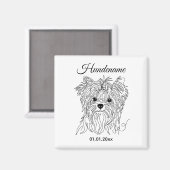 Yorkshire Terrier one line art customizable dog Magnet (Vorderseite/Rückseite)