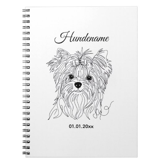 Yorkshire Terrier one line art customizable dog Notizblock (Vorderseite)