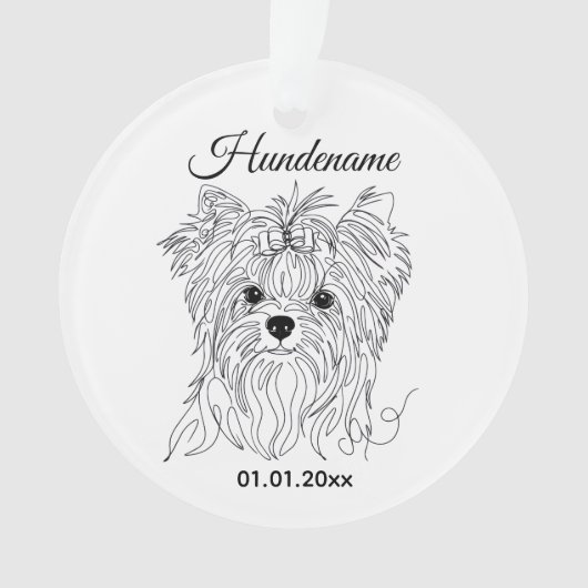 Yorkshire Terrier one line art customizable dog Ornament (Vorderseite)