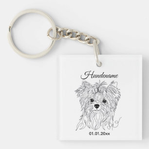 Yorkshire Terrier one line art customizable dog Schlüsselanhänger