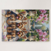 Yorkshire Terrier Orchideengarten Kunst Puzzle (Horizontal)