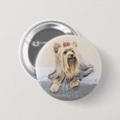 Yorkshire Terrier Painting - Niedliche Original Do Button (Vorne & Hinten)