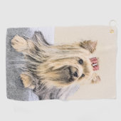 Yorkshire Terrier Painting - Niedliche Original Do Golfhandtuch (Horizontal)