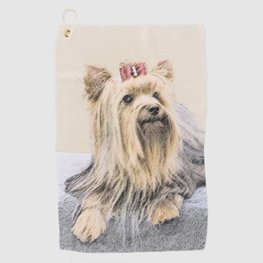 Yorkshire Terrier Painting - Niedliche Original Do Golfhandtuch (Vorderseite)