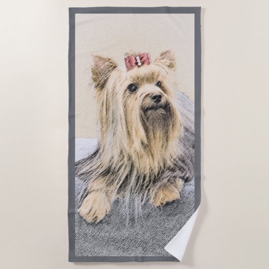 Yorkshire Terrier Painting - Niedliche Original Do Strandtuch (Vorderseite)