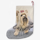 Yorkshire Terrier Painting - Niedliche Original Hu Kleiner Weihnachtsstrumpf (Rückseite)