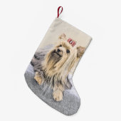 Yorkshire Terrier Painting - Niedliche Original Hu Kleiner Weihnachtsstrumpf (Vorderansicht (hängend))