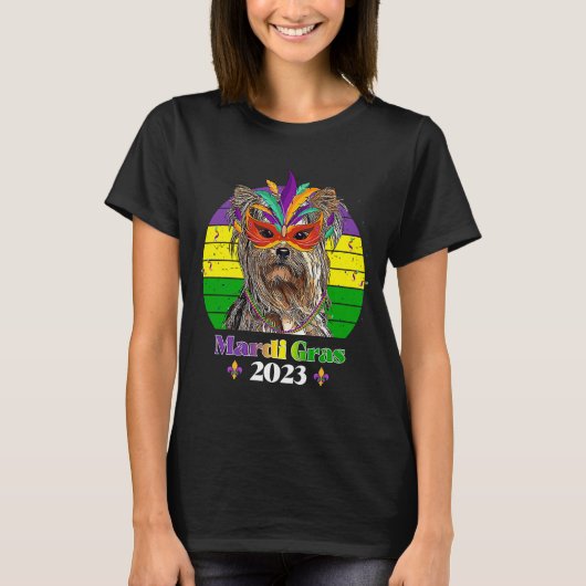 Yorkshire Terrier Party Dog Mardi Gras 2023 T-Shirt (Vorderseite)