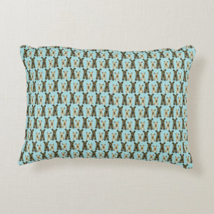 Yorkshire Terrier Pattern im Aquamarinen Dekokissen