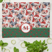Yorkshire Terrier Pattern Monogram Christmas Dog Geschirrtuch (Gefaltet)
