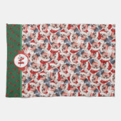 Yorkshire Terrier Pattern Monogram Christmas Dog Geschirrtuch (Horizontal)