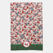 Yorkshire Terrier Pattern Monogram Christmas Dog Geschirrtuch (Vertikal)