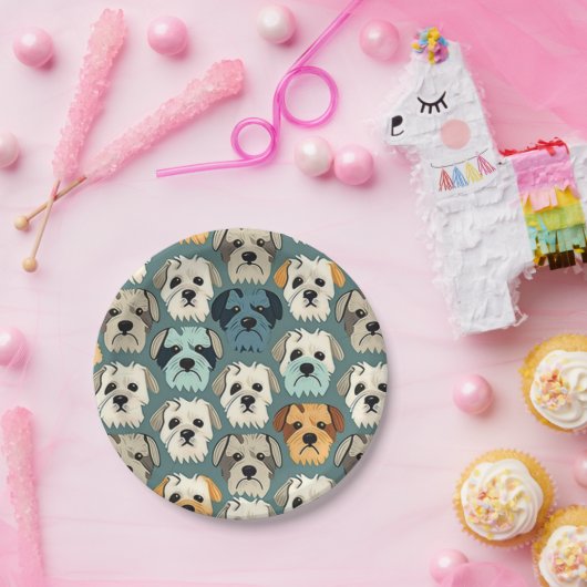 Yorkshire Terrier Pattern Pappteller (Party)