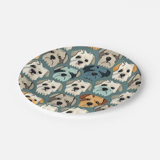 Yorkshire Terrier Pattern Pappteller (Schrägansicht)