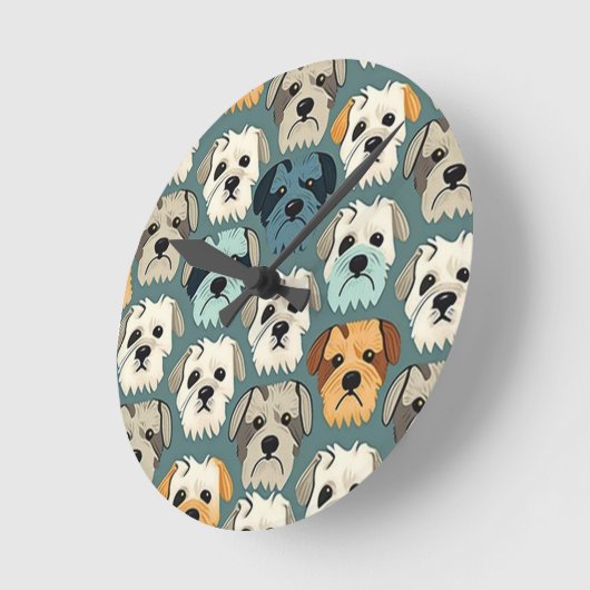 Yorkshire Terrier Pattern Runde Wanduhr (Winkel)