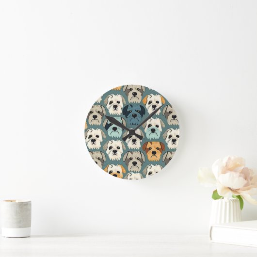 Yorkshire Terrier Pattern Runde Wanduhr (Zuhause)