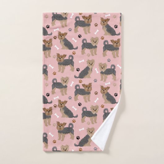 Yorkshire Terrier Paws and Bones Yorkie Dog Badhandtuch Set (Handtuch)