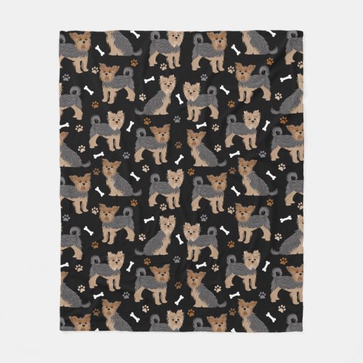 Yorkshire Terrier Paws and Bones Yorkie Dog Fleecedecke (Vorderseite)