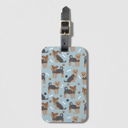 Yorkshire Terrier Paws and Bones Yorkie Dog Gepäckanhänger (Vorderseite Vertikal)