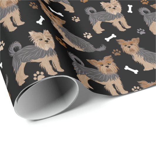Yorkshire Terrier Paws and Bones Yorkie Dog Geschenkpapier (Rolleneckpunkt)