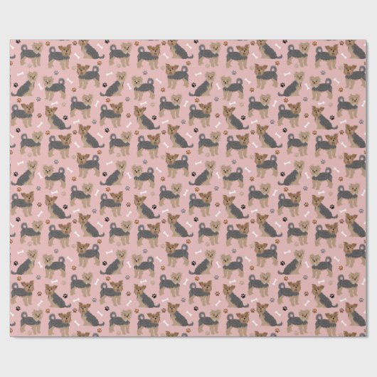 Yorkshire Terrier Paws and Bones Yorkie Dog Geschenkpapier (Flach)