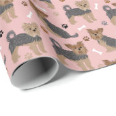 Yorkshire Terrier Paws and Bones Yorkie Dog Geschenkpapier (Rolleneckpunkt)