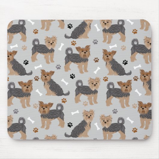 Yorkshire Terrier Paws and Bones Yorkie Dog Mousepad (Vorne)
