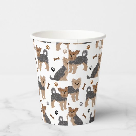 Yorkshire Terrier Paws and Bones Yorkie Dog Pappbecher (Rechts)