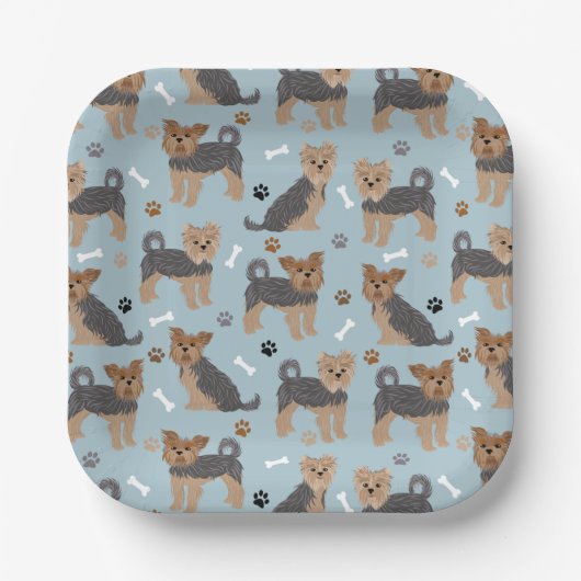 Yorkshire Terrier Paws and Bones Yorkie Dog Pappteller (Vorderseite)