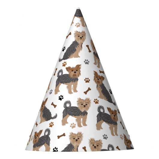 Yorkshire Terrier Paws and Bones Yorkie Dog Partyhütchen (Vorderseite)