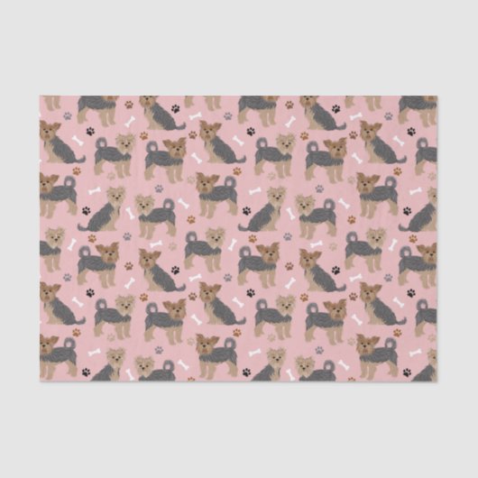 Yorkshire Terrier Paws and Bones Yorkie Dog Seidenpapier (Vorderseite)