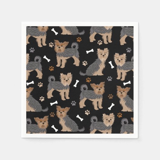 Yorkshire Terrier Paws and Bones Yorkie Dog Serviette (Vorderseite)