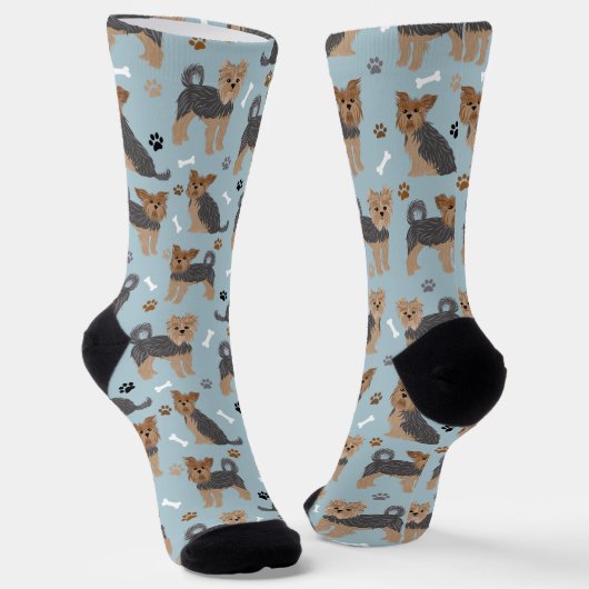 Yorkshire Terrier Paws and Bones Yorkie Dog Socks Socken (Gewinkelt)