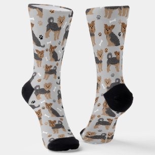 Yorkshire Terrier Paws and Bones Yorkie Dog Socks Socken