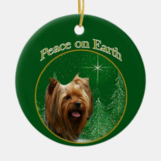 Yorkshire Terrier Peace Keramik Ornament (Vorne)