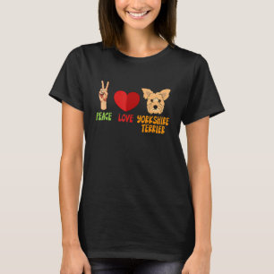 Yorkshire Terrier Peace Liebe Unity Heart Truce T-Shirt