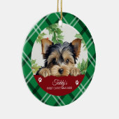 Yorkshire Terrier Personalisiert First Christmas Keramik Ornament (Rechts)