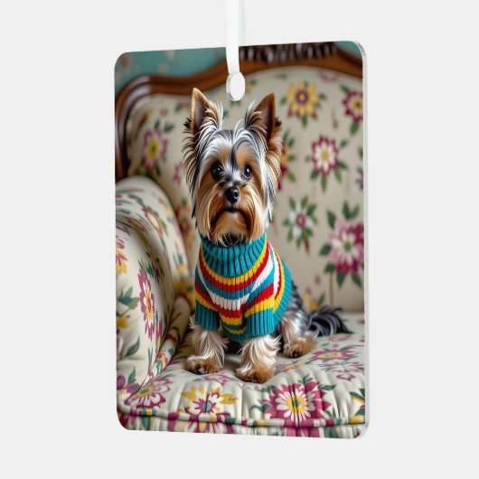 Yorkshire Terrier Personalisiert Weihnachten Ornament Aus Metall (Vorderseite links)