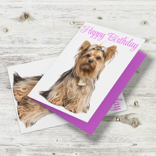 Yorkshire Terrier Pink Niedlich Yorkie Happy Birth Karte