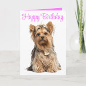 Yorkshire Terrier Pink Niedlich Yorkie Happy Birth Karte (Vorderseite)