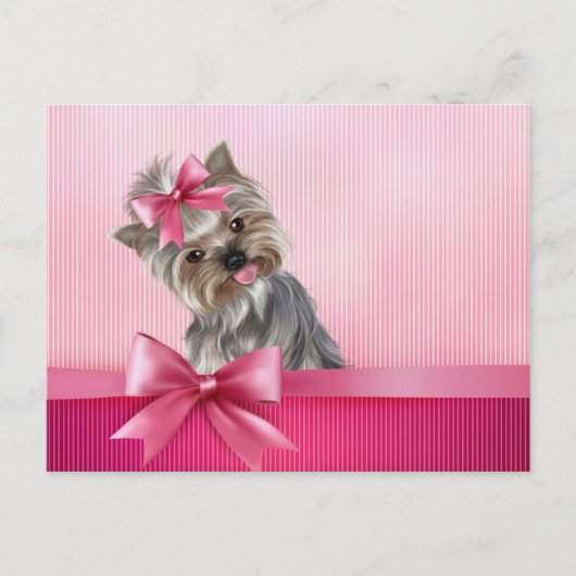 Yorkshire Terrier Pink Princess Yorkie Puppy Dog Postkarte (Vorderseite)