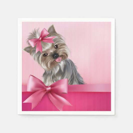 Yorkshire Terrier Pink Princess Yorkie Puppy Dog Serviette (Vorderseite)