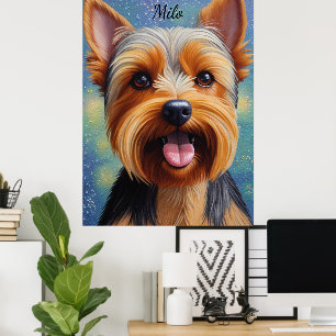 Yorkshire Terrier Pointillism Dog Portrait Poster