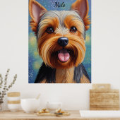 Yorkshire Terrier Pointillism Dog Portrait Poster (Küche)