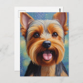 Yorkshire Terrier Pointillism Dog Portrait Postkarte (Vorne/Hinten)