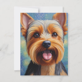 Yorkshire Terrier Pointillism Dog Portrait Postkarte