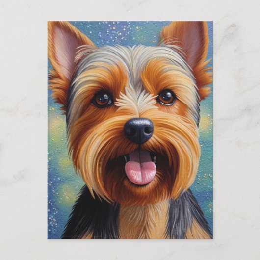 Yorkshire Terrier Pointillism Dog Portrait Postkarte (Vorderseite)
