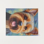 Yorkshire Terrier Pointillism Dog Portrait Wandteppich (Vorderseite (Horizontal))