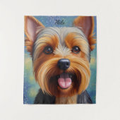 Yorkshire Terrier Pointillism Dog Portrait Wandteppich (Vorderseite)